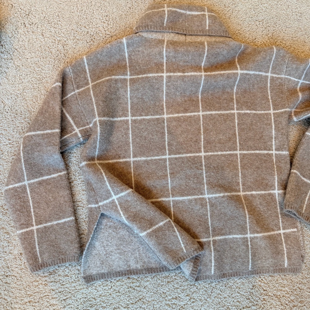 Madewell Windowpane Turtleneck Sweater in Heather Driftwood - Picture 6 of 7